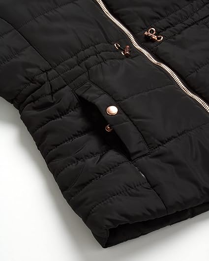 Bungge Cozy Puffer W/ Faux Fur Line  Black