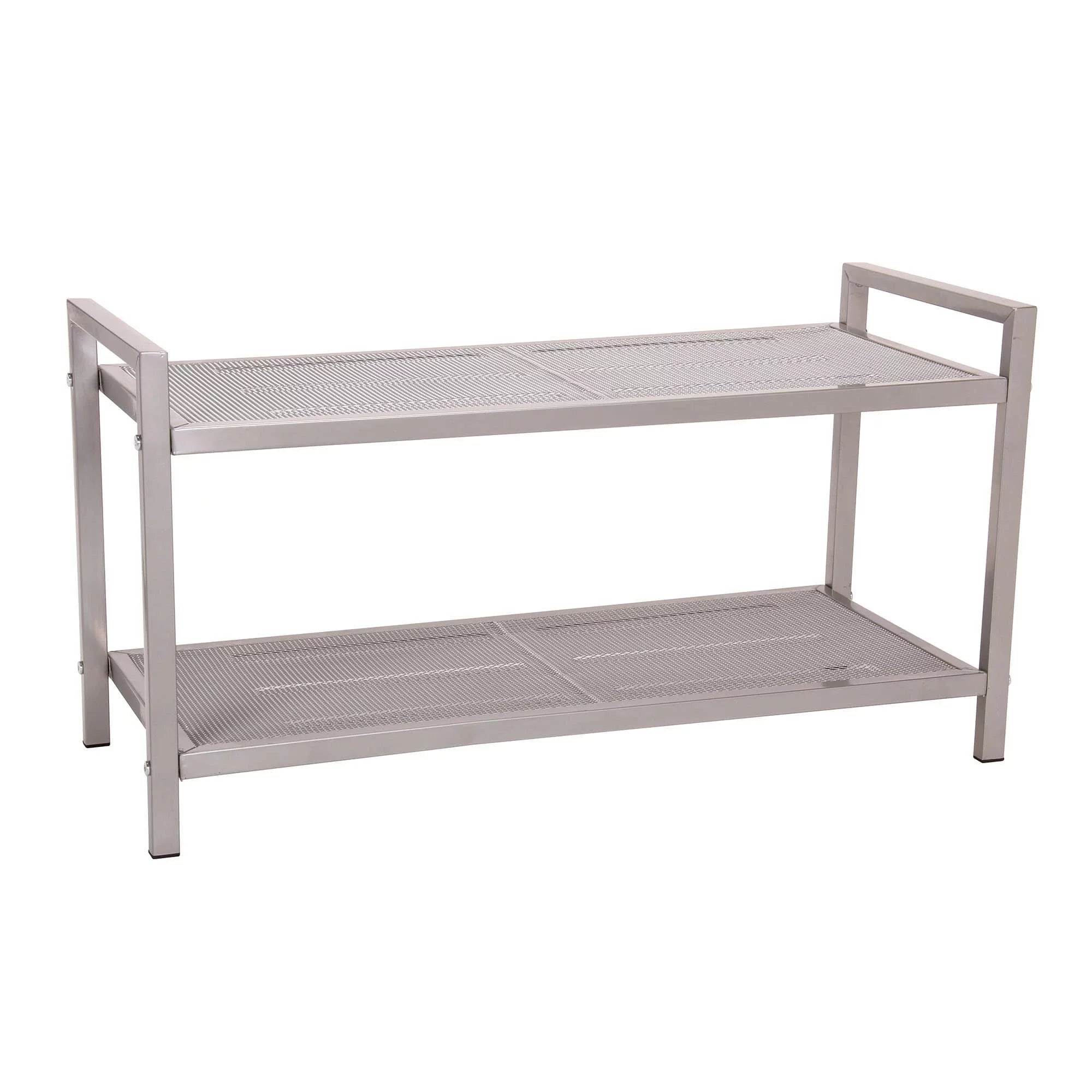 2 Tier Metal Mesh Shoe Rack, Nickel