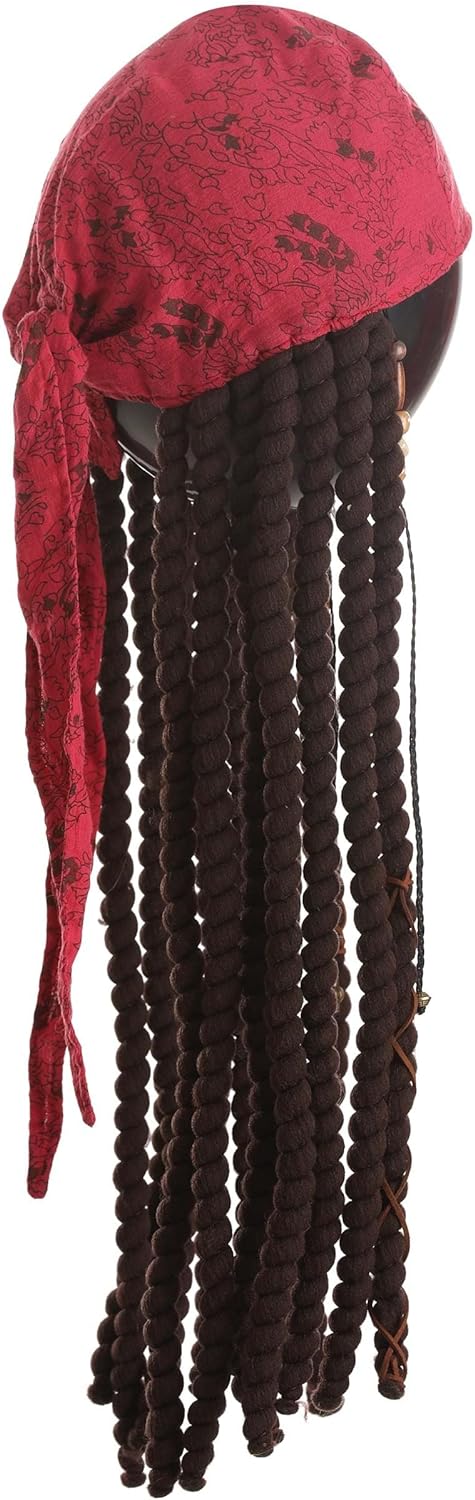 Jack Sparrow Adult Pirate Scarf with Attached Dreadlocks