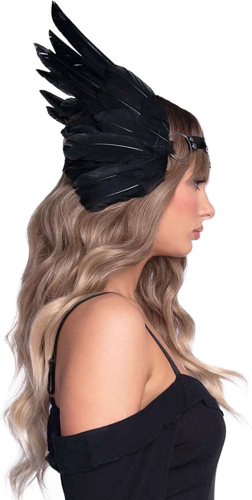 Filigree Medallion Feather Headband Black