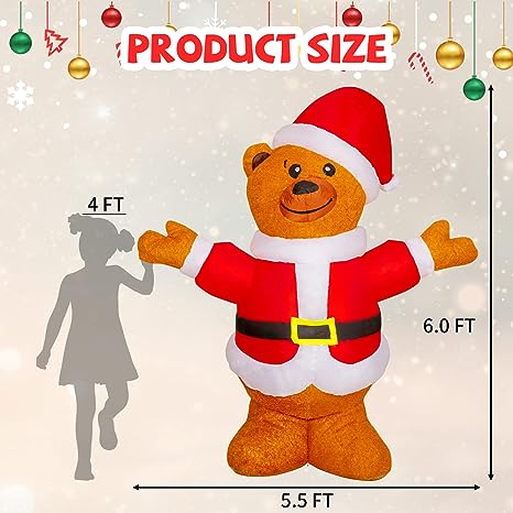 6.4 FT Tall  Inflatable  Brown Bear