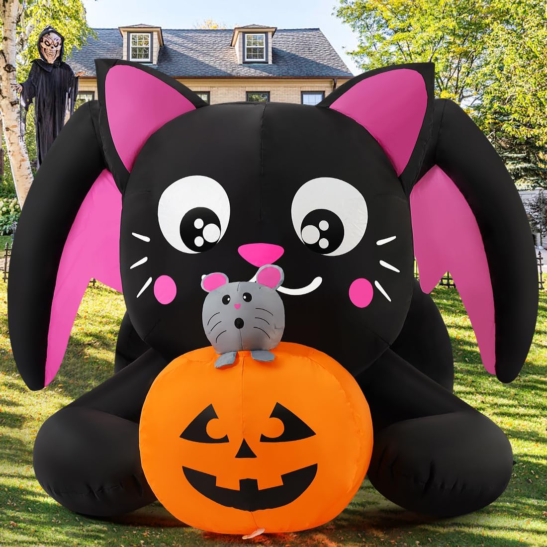 5ft Inflatable Cat with Pumpkin