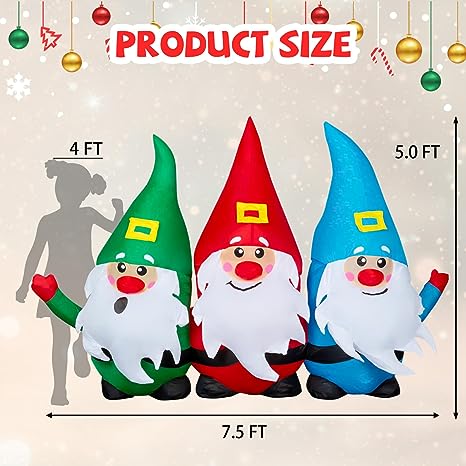 8 FT Tall Inflatable Santa Claus Outdoor Decoration Gnomes Blow