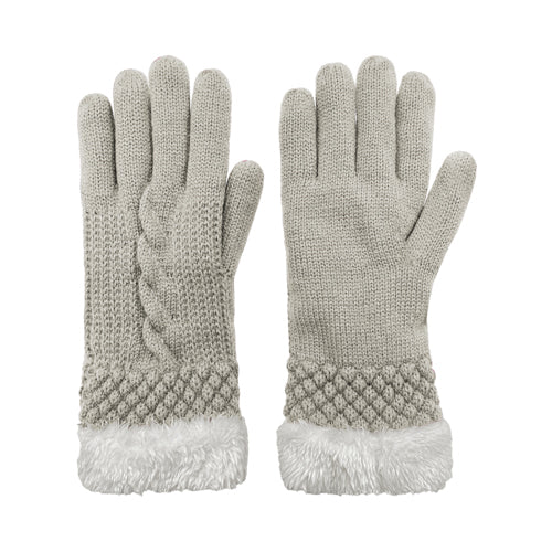 Cable Faux Fur Lined Glove in 4 Colors