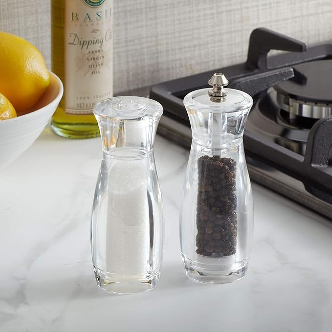 5.5IN Salt Shaker and Pepper  Set, 2-Piece, Clear