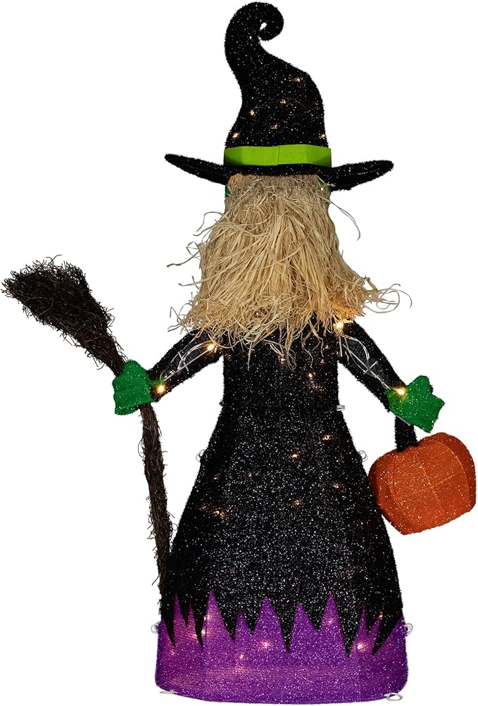 39" LED Lighted Witch with Broom Outdoor