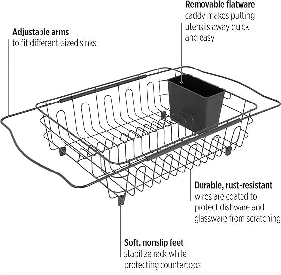 3-IN-1 Multi-Use Dish Rack, Black