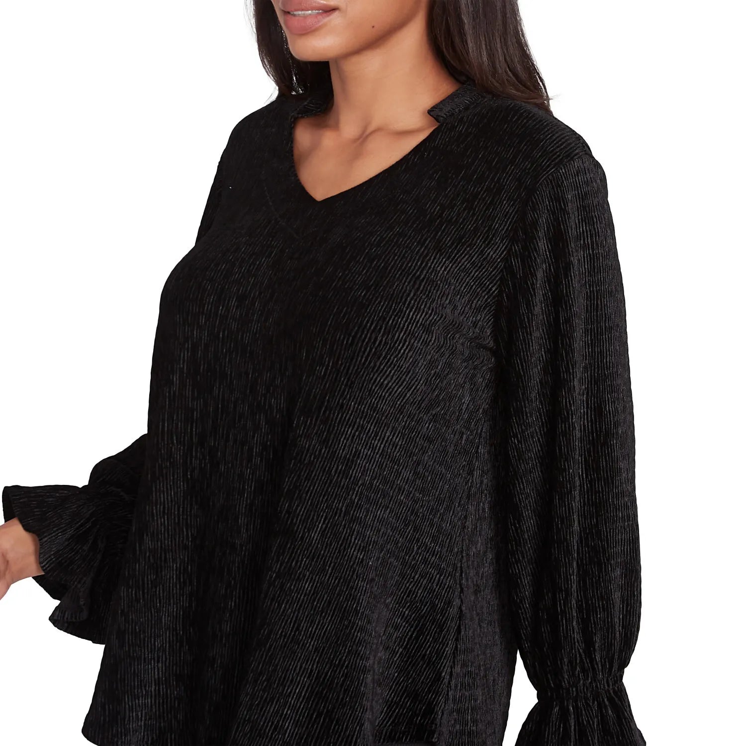 Smocked Velvet Blouse Black  - Ruby Rd