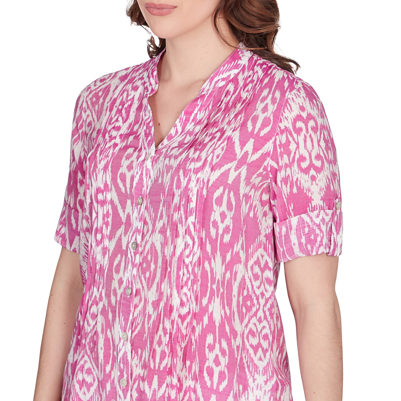 Lotus Ikat Button Down Tee Dahlia Multi - Ruby Rd