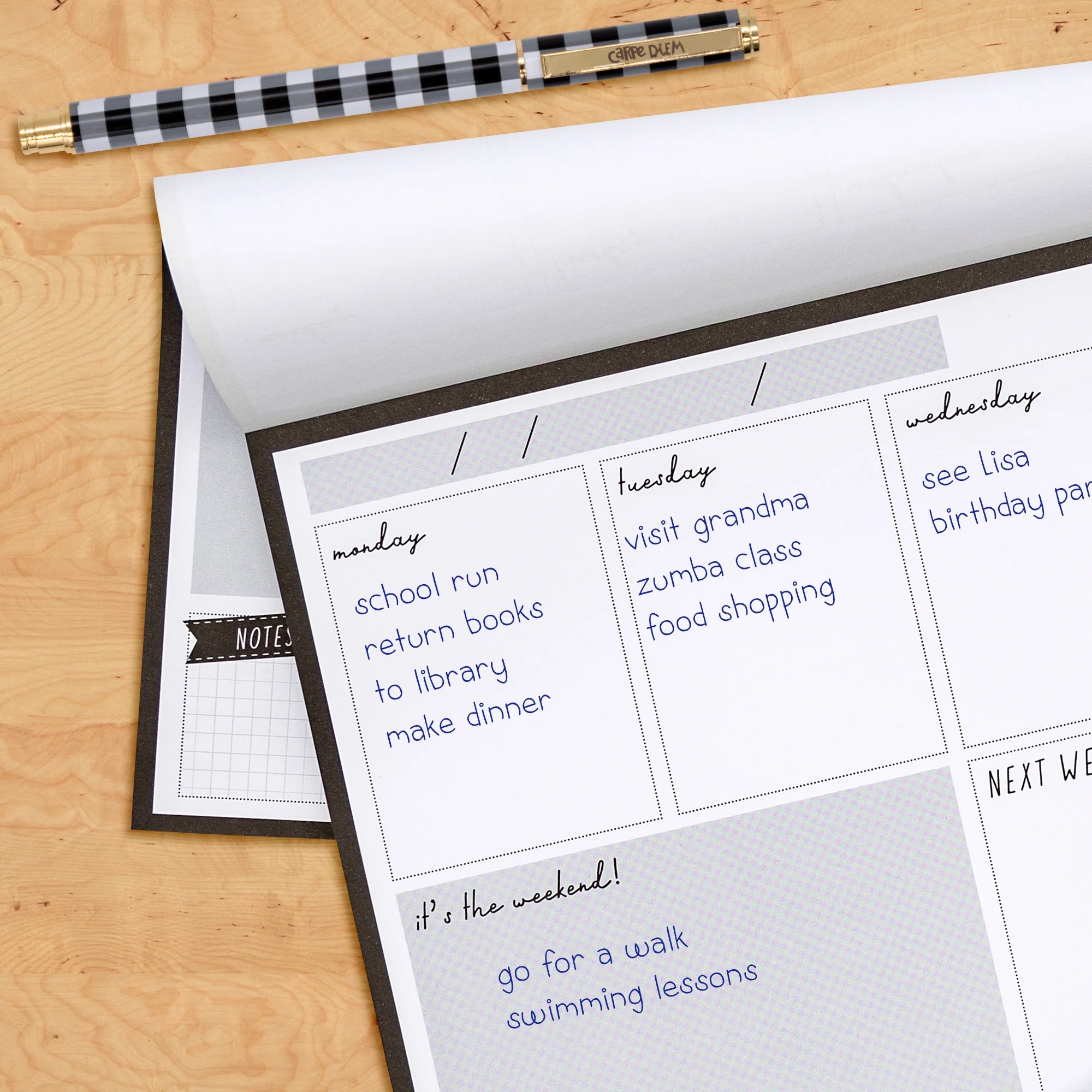 Weekly Planner Pad Black