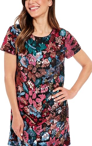 Short Sleeve Shirt Shift Dress Plum Multi