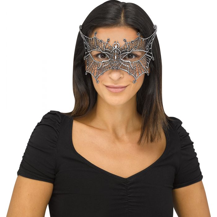 Gothic Lace Mask FLYING BAT SILVER