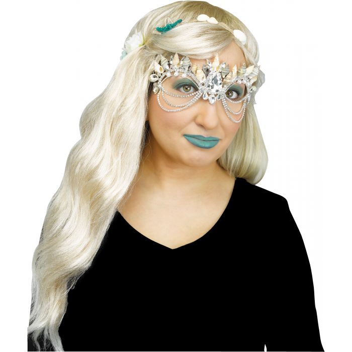 Rhinestone Mask Mermaid Clear Crystal Stones & Shells