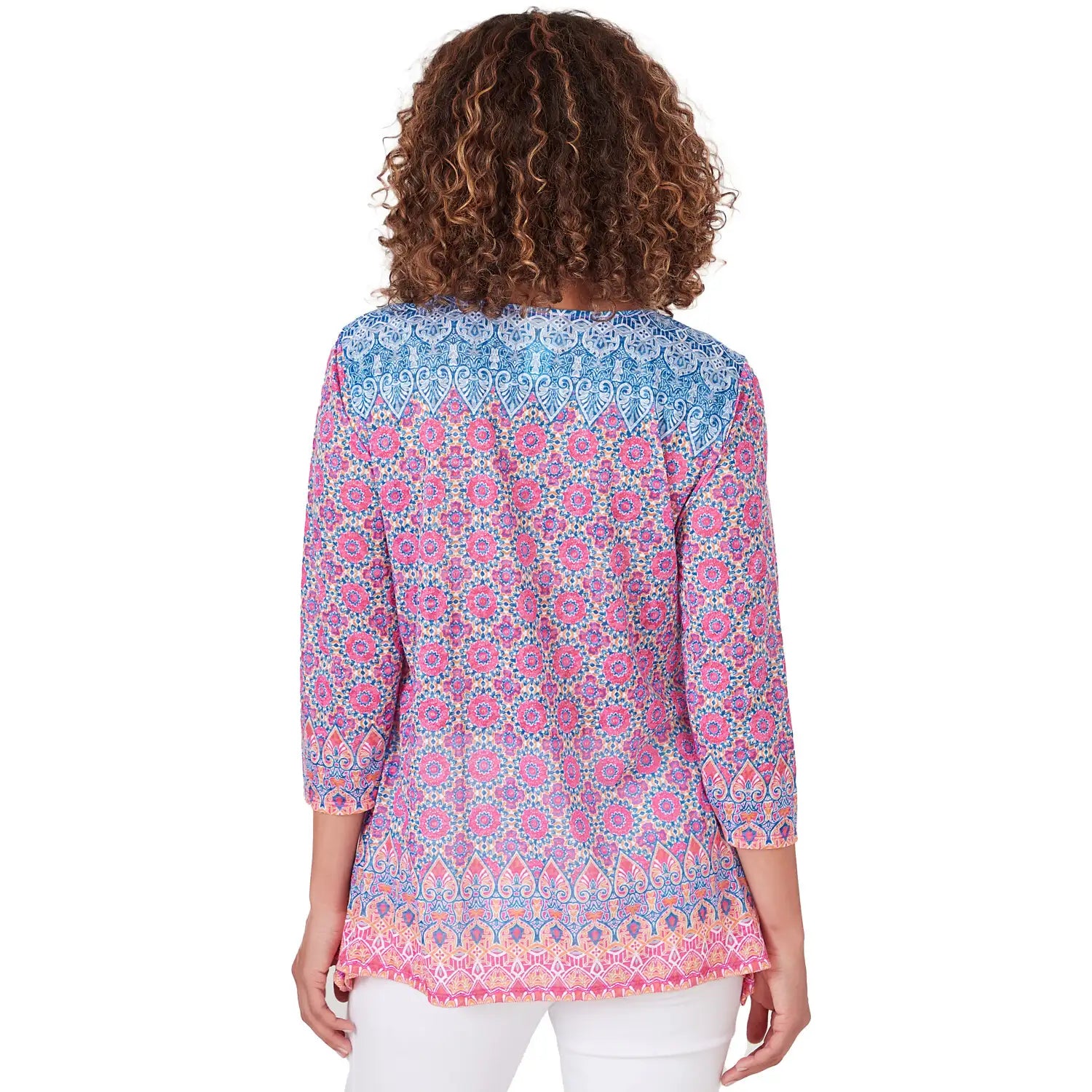 Embroidered Geometric Top Raspberry Multi - Ruby Rd