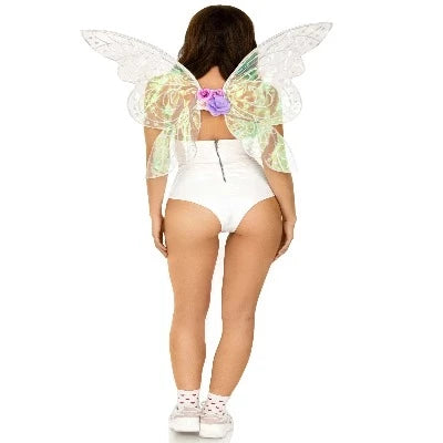Iridescent Glitter Fairy Wings With Flower Accent