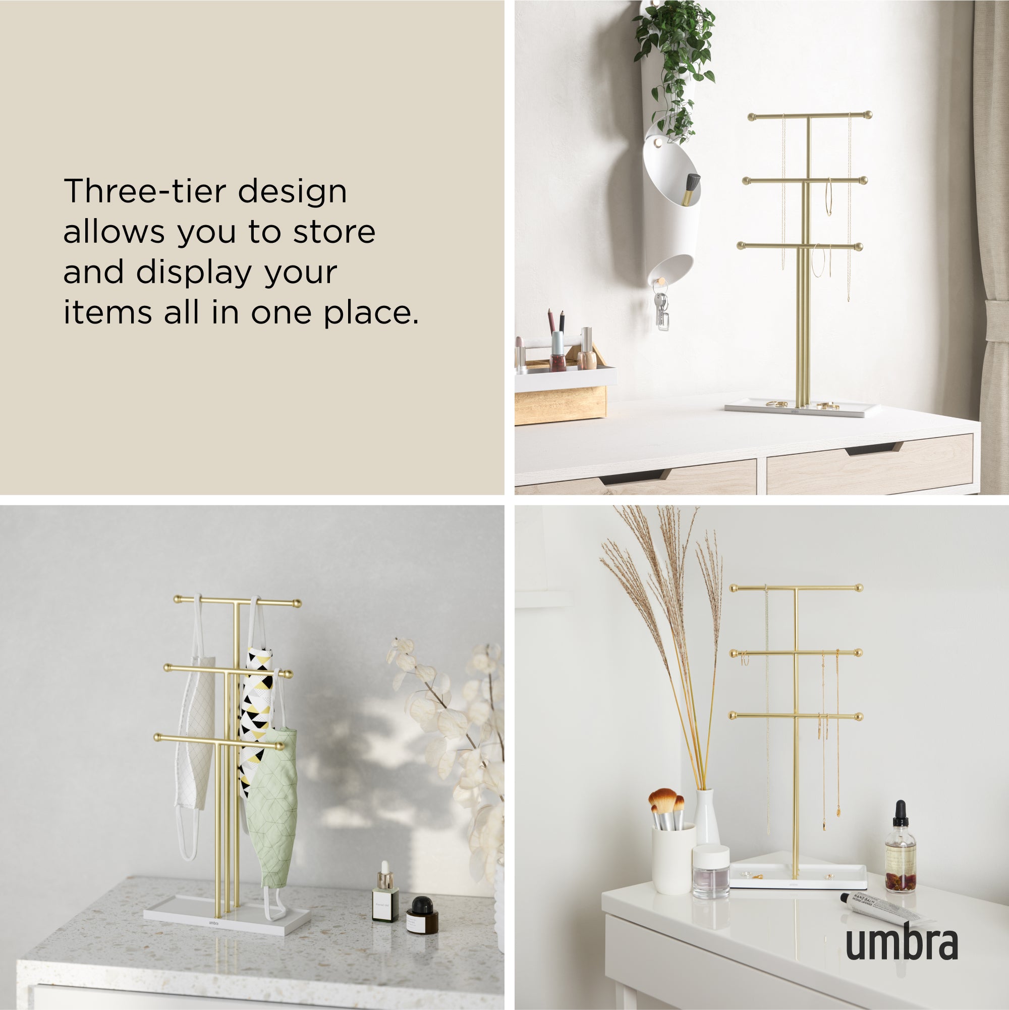 Trigen Jewelry Stand White/Brass