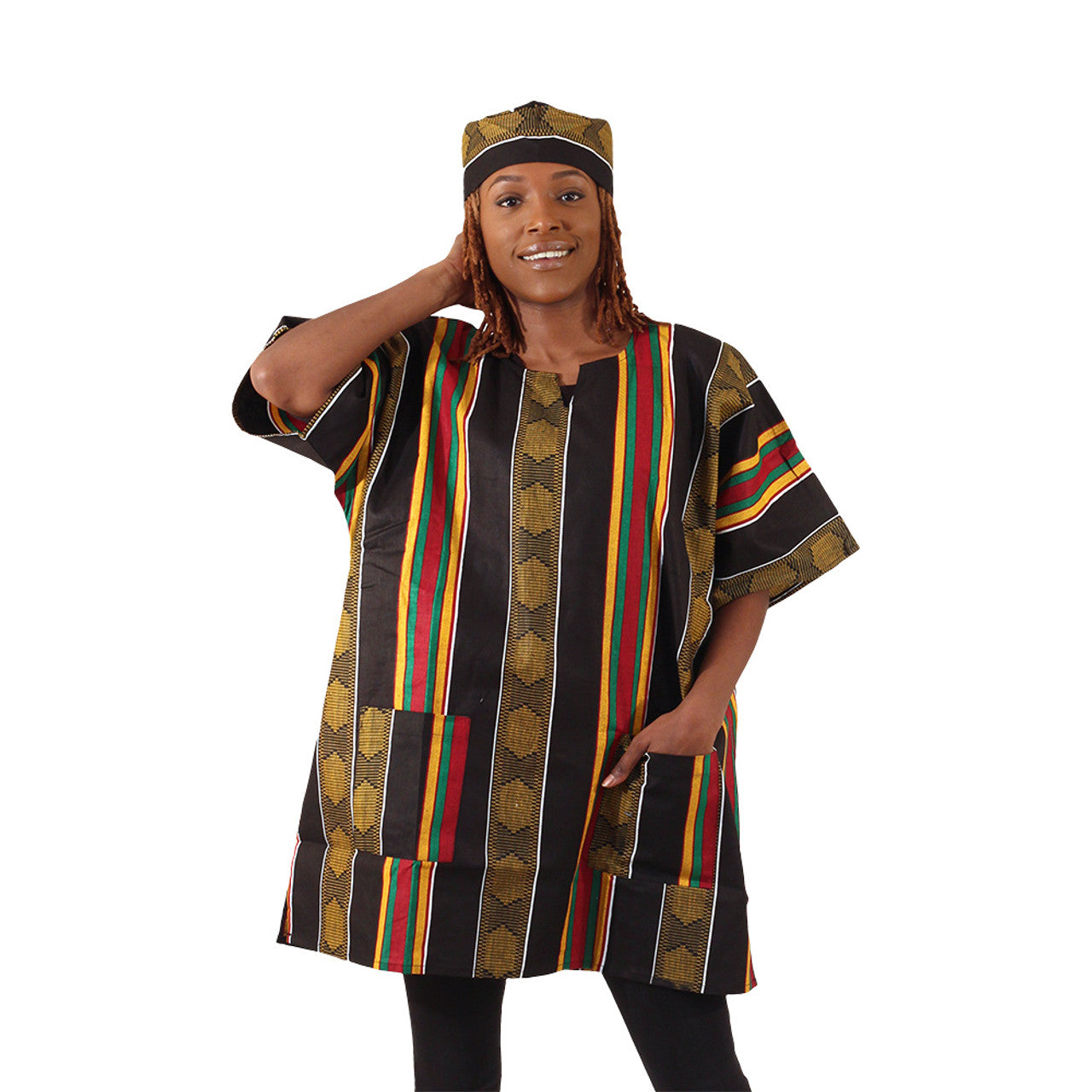 Kente #4 Dashiki & Cap