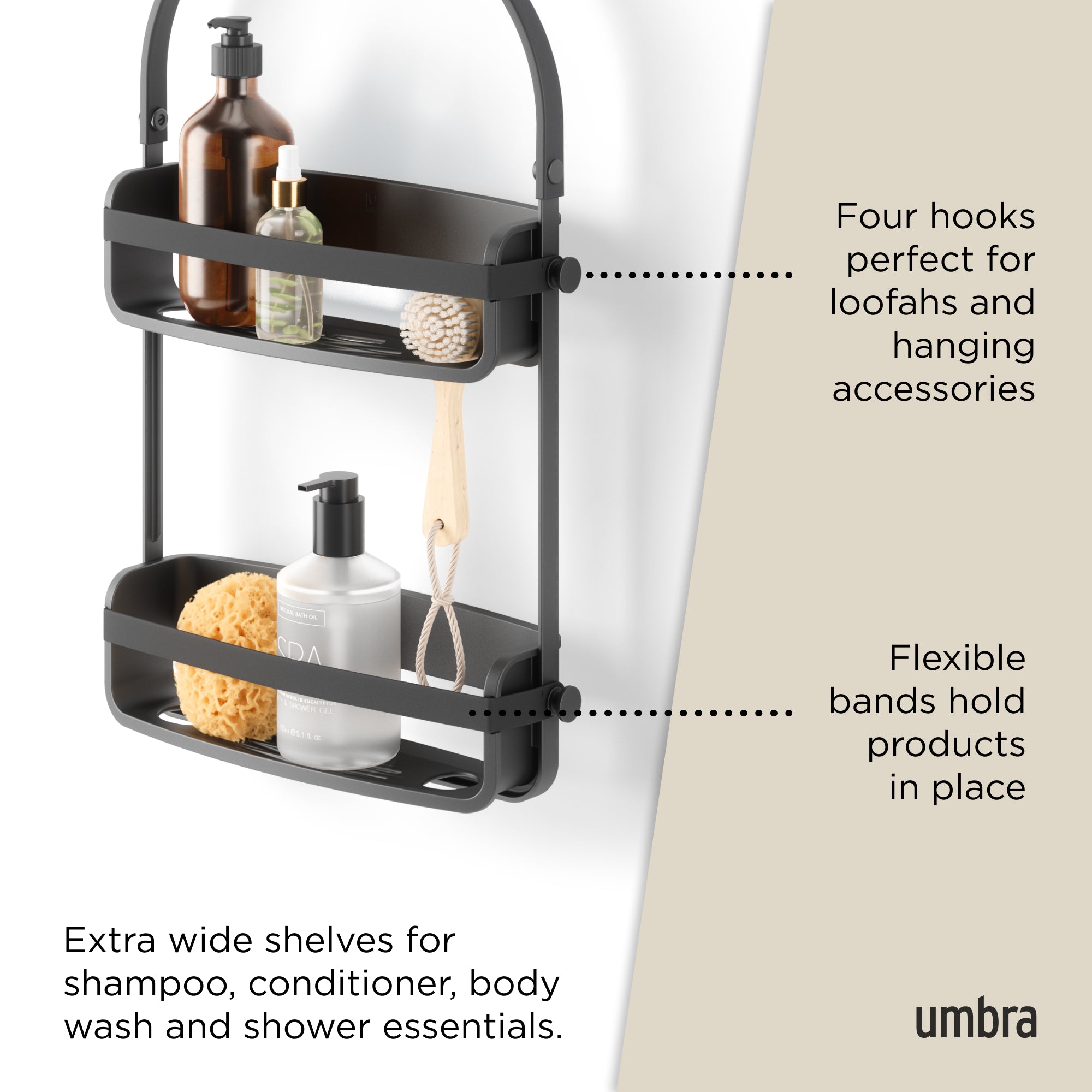 FLEX SHOWER CADDY BLACK