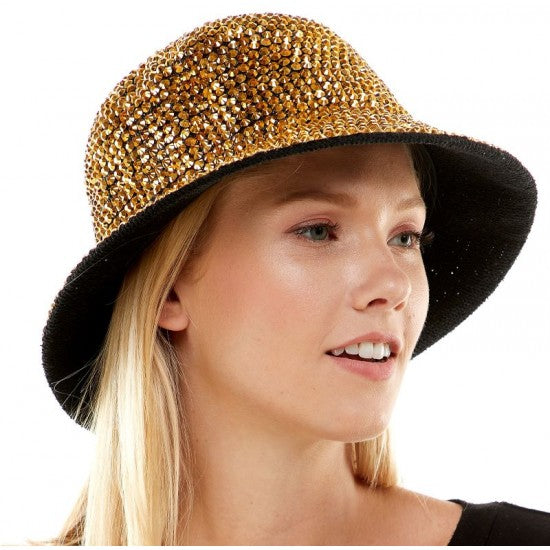 Hat-Festival Gold Rhinestone Bucket