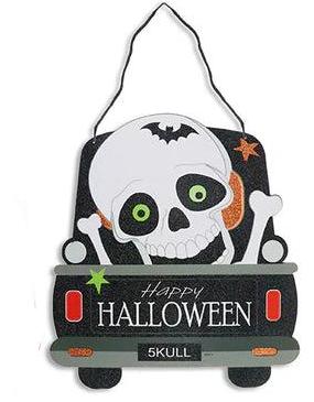 Halloween Full Glitter Truck Hanging Foam Plaque