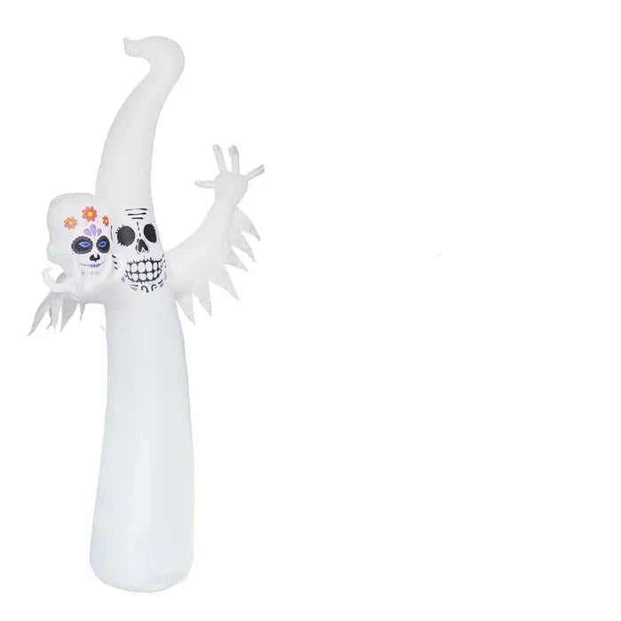 12FT Tall Inflatable Smiling Spooky Ghost Holding Skull