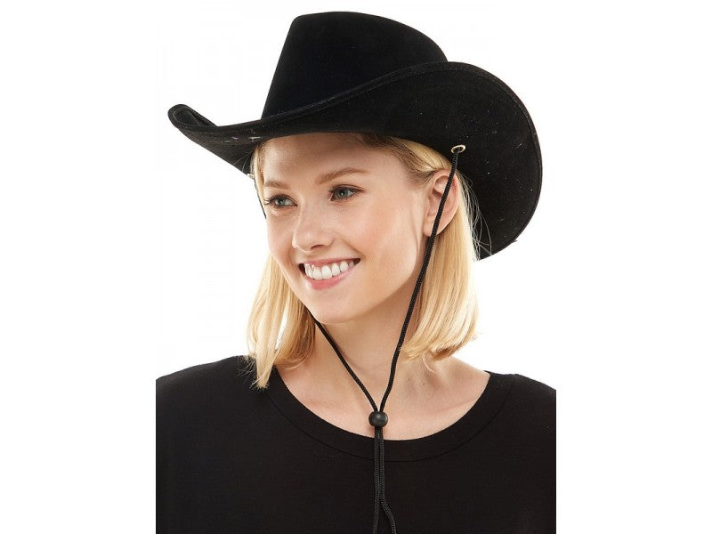 Black leather cowboy hat with