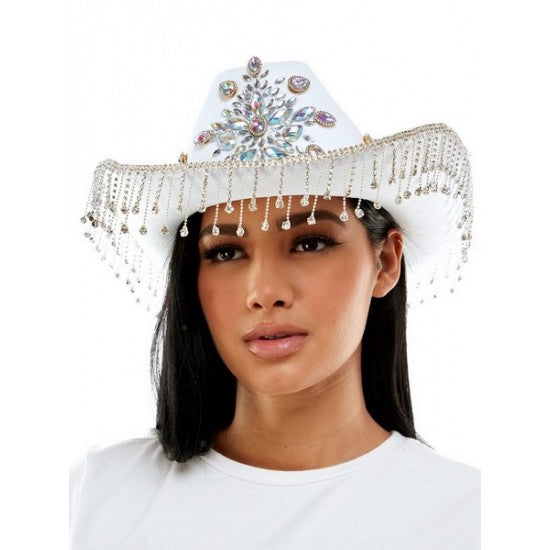 Premium White Cowboy Hat with Jewels