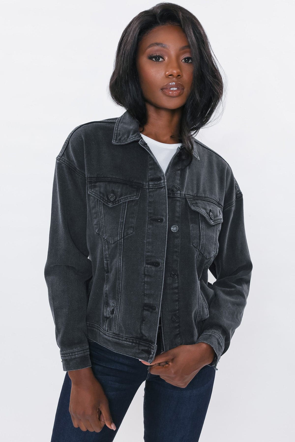 Women's Oversized Boyfriend Denim Jacket Black