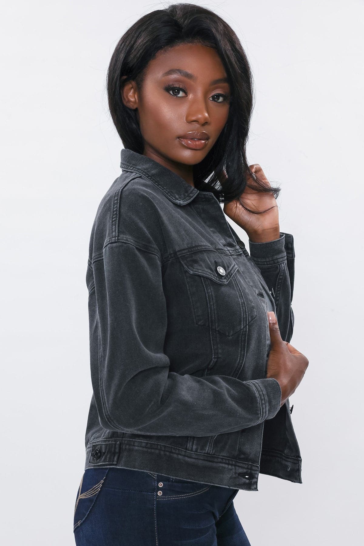 Women's Oversized Boyfriend Denim Jacket Black