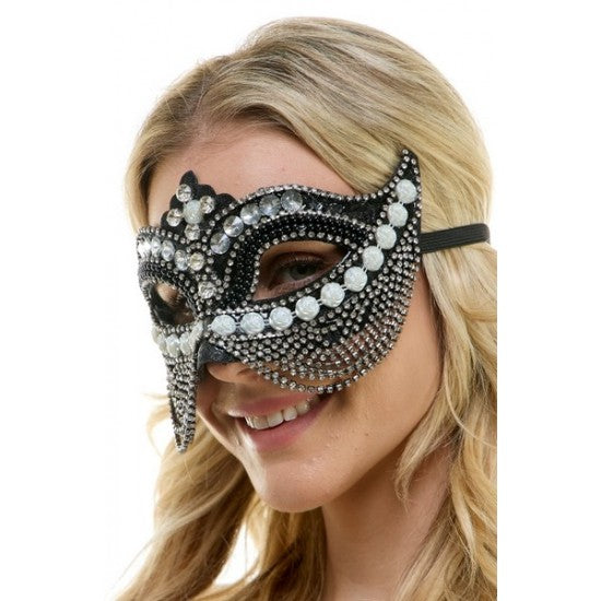 Black Jeweled Mask with Chains