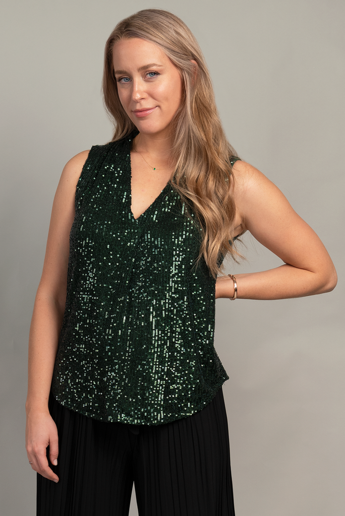 Sequin Top Emerald - Ninety Clothing Co