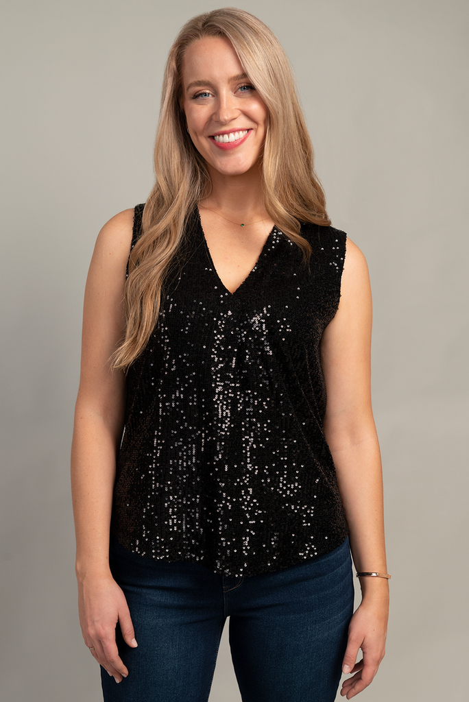 Sequin Top Black - Ninety Clothing Co