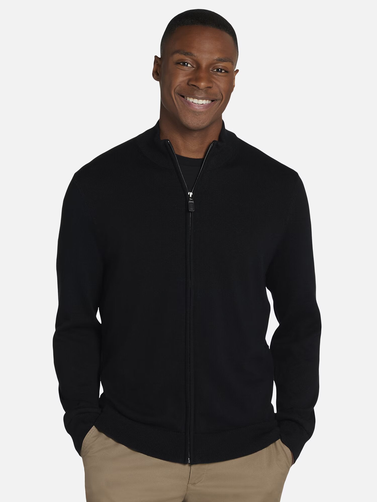 2 Set Men's Full Zip Honey Comb Sweater Black