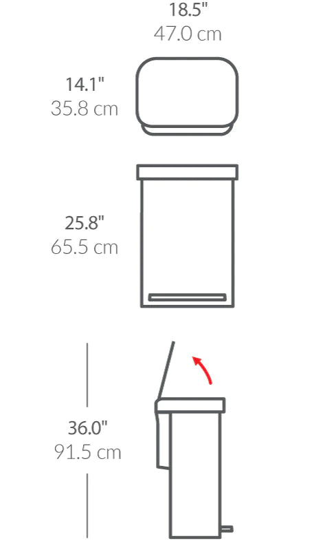 55L Rectangular Step Can with Liner Pocket White