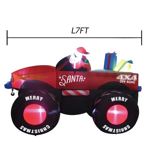 7.5 FT Length Christmas Inflatable Outdoor Santa Claus Driving a Truck