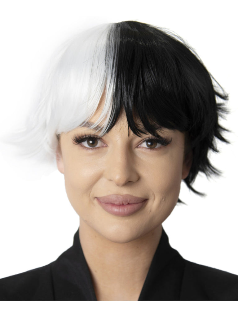 Adult's Anime Hero Black And White Wave Wig