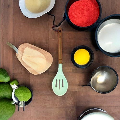 Spoon Slotted Silicone Green
