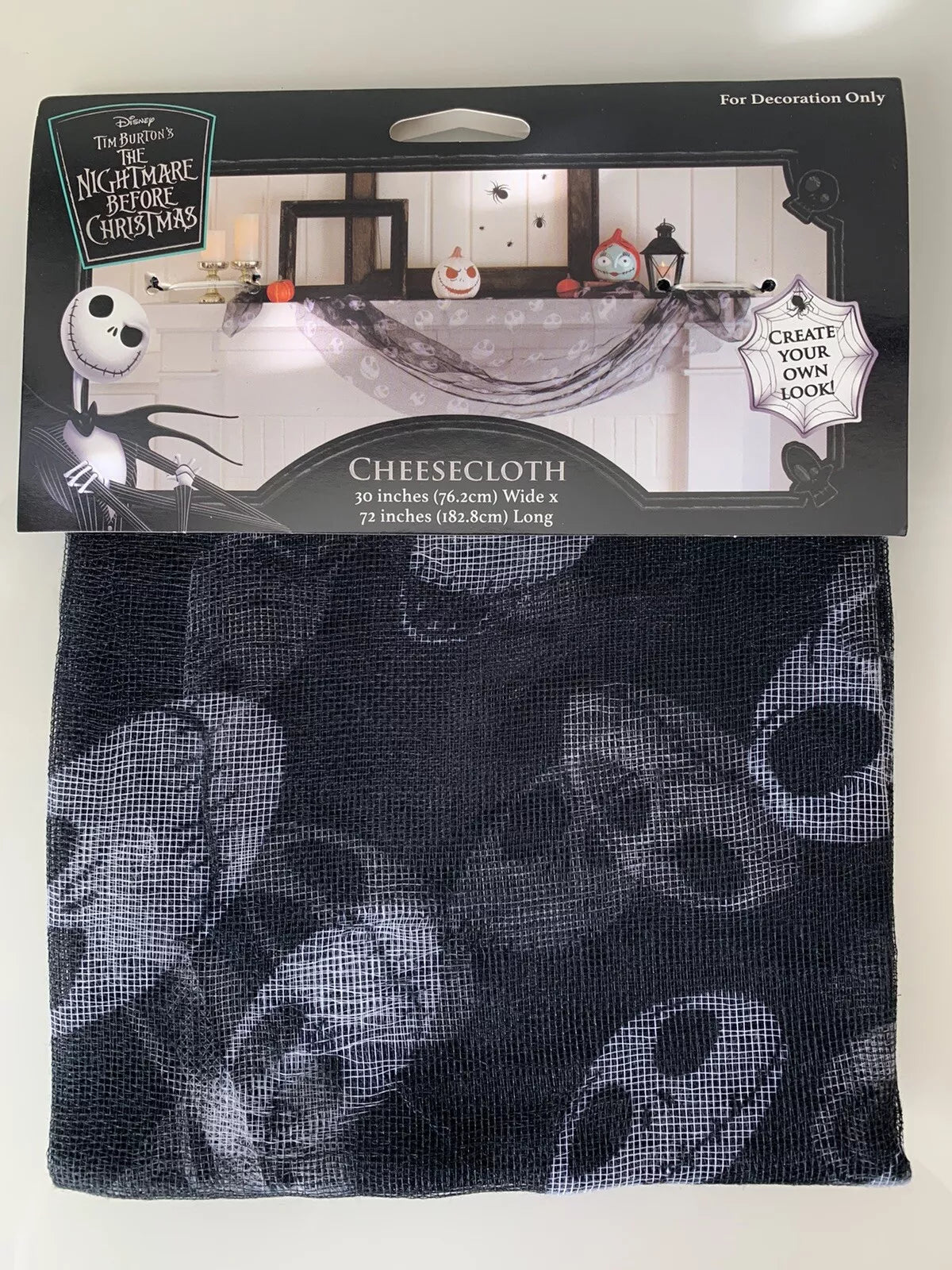 NBC Jack Skellington Silver Foil Cheese Cloth 72" x 30"