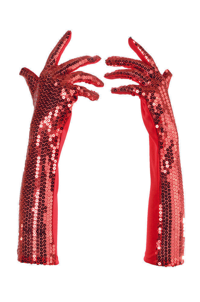Sequin Gloves Red