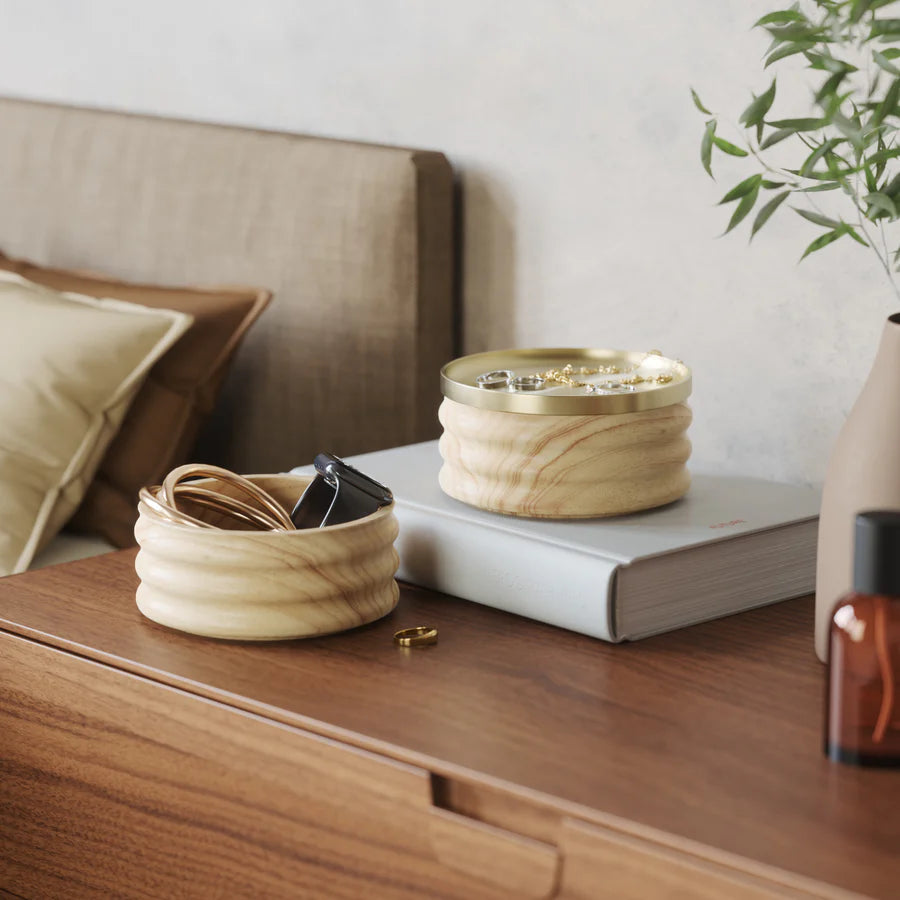 Tesora Wood Storage Box Natural - Brass