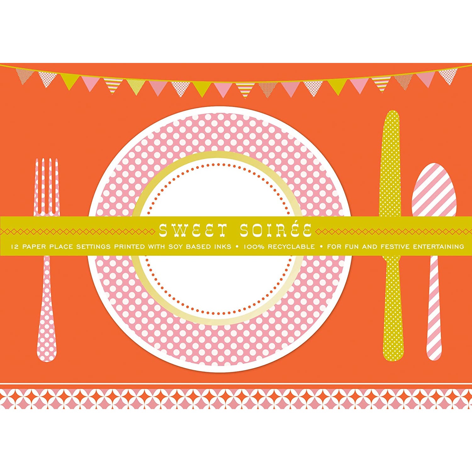 Retro Sweet Soiree Themed Placemats, Pink/Orange