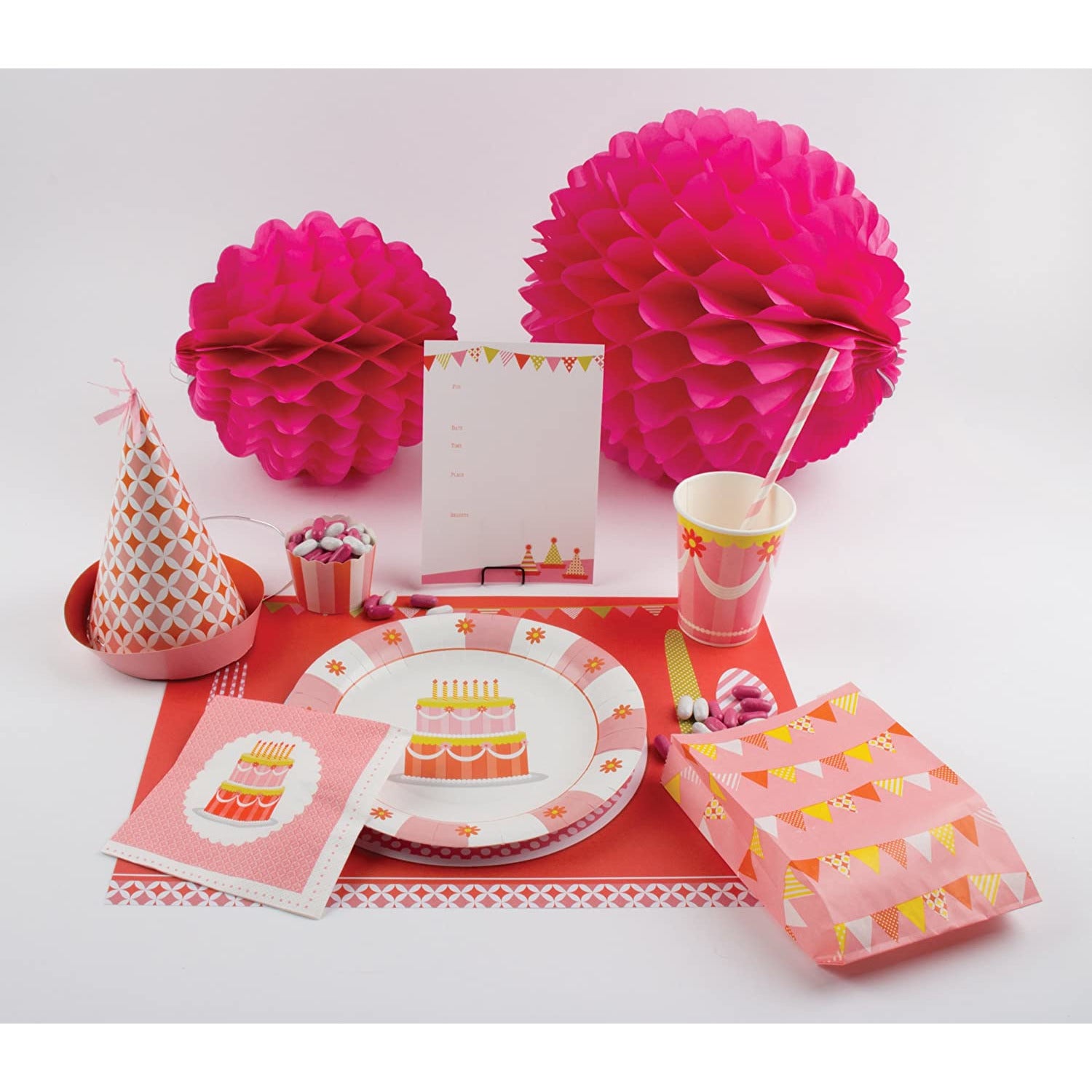 Retro Sweet Soiree Themed Placemats, Pink/Orange