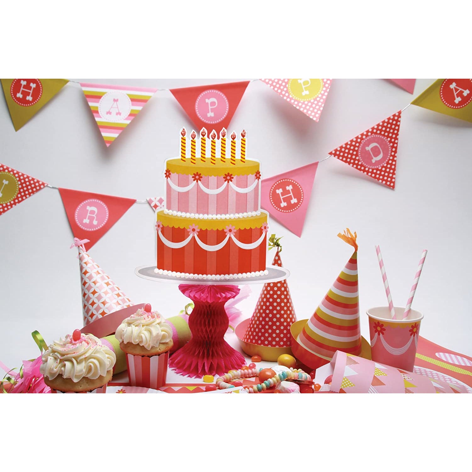 Retro Sweet Soiree Themed Placemats, Pink/Orange