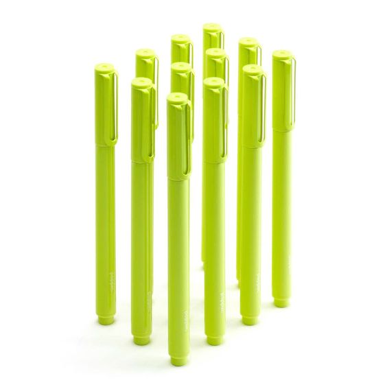 12 Signature Ballpoint Pens Lime Green