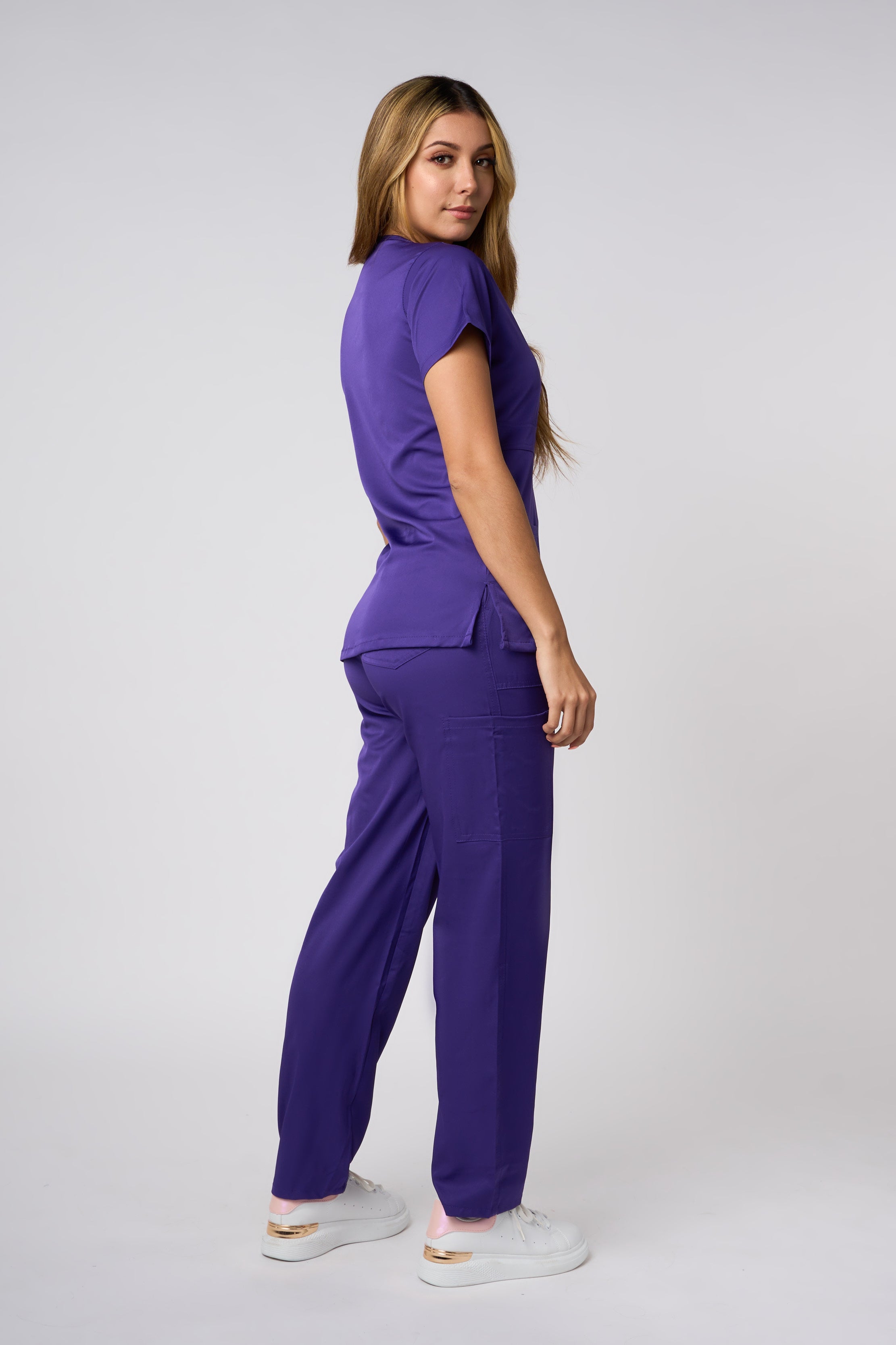 SOLID 4 WAY STRETCH MOCK NECK W/D RING PURPLE