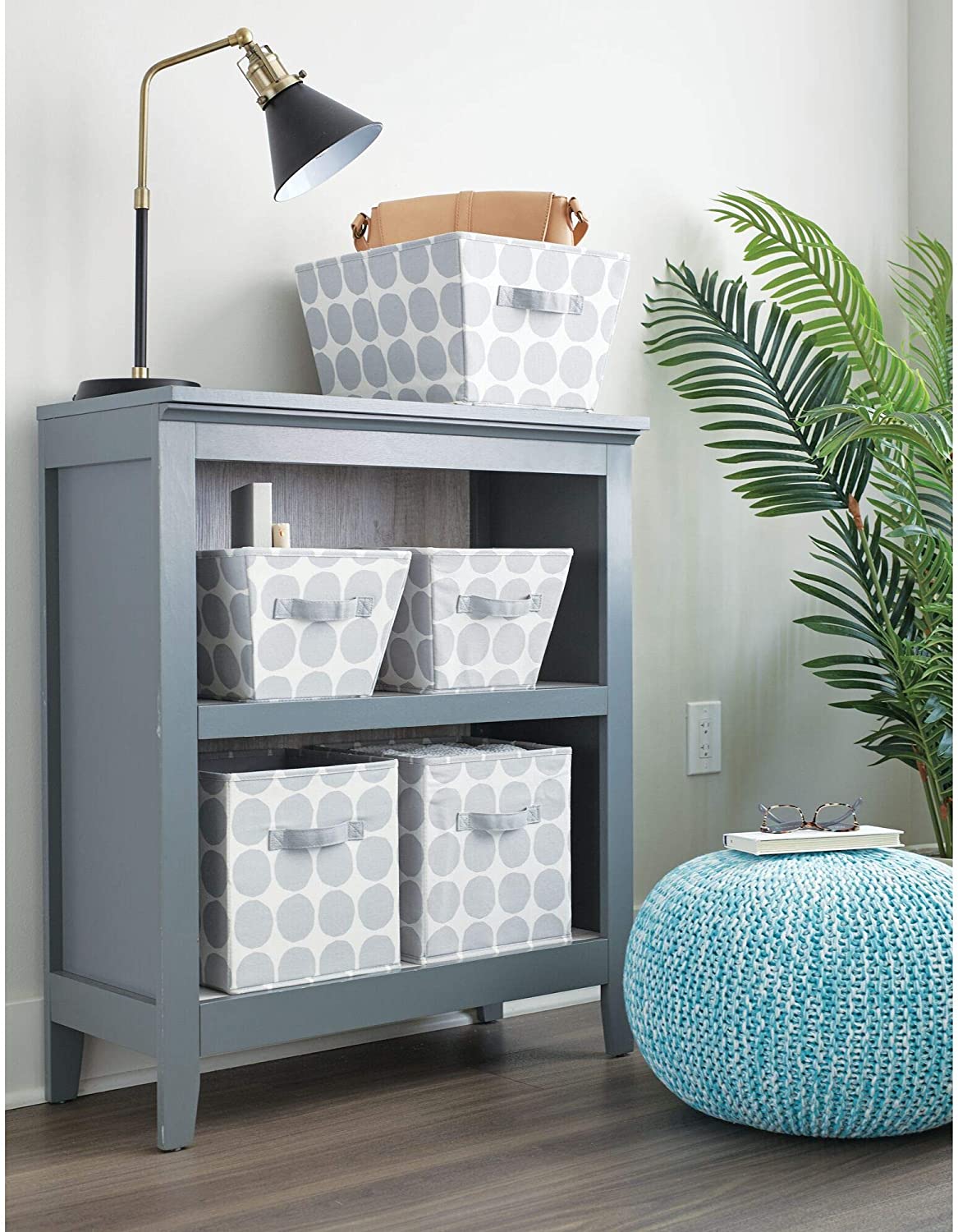 Gray Dot Angled Bin - Medium