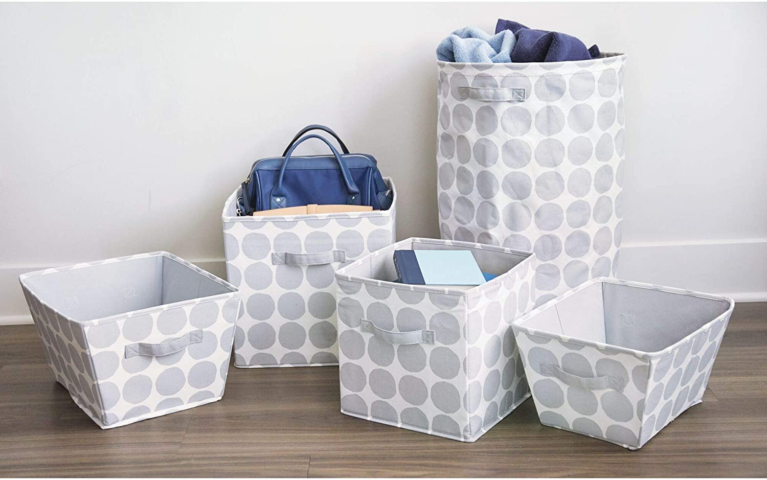 Gray Dot Angled Bin - Medium