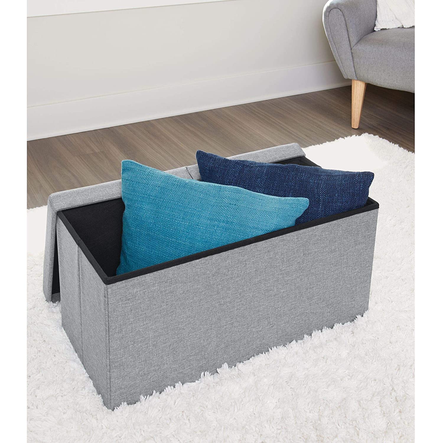 STORAGE OTTOMAN BENCH GRAY