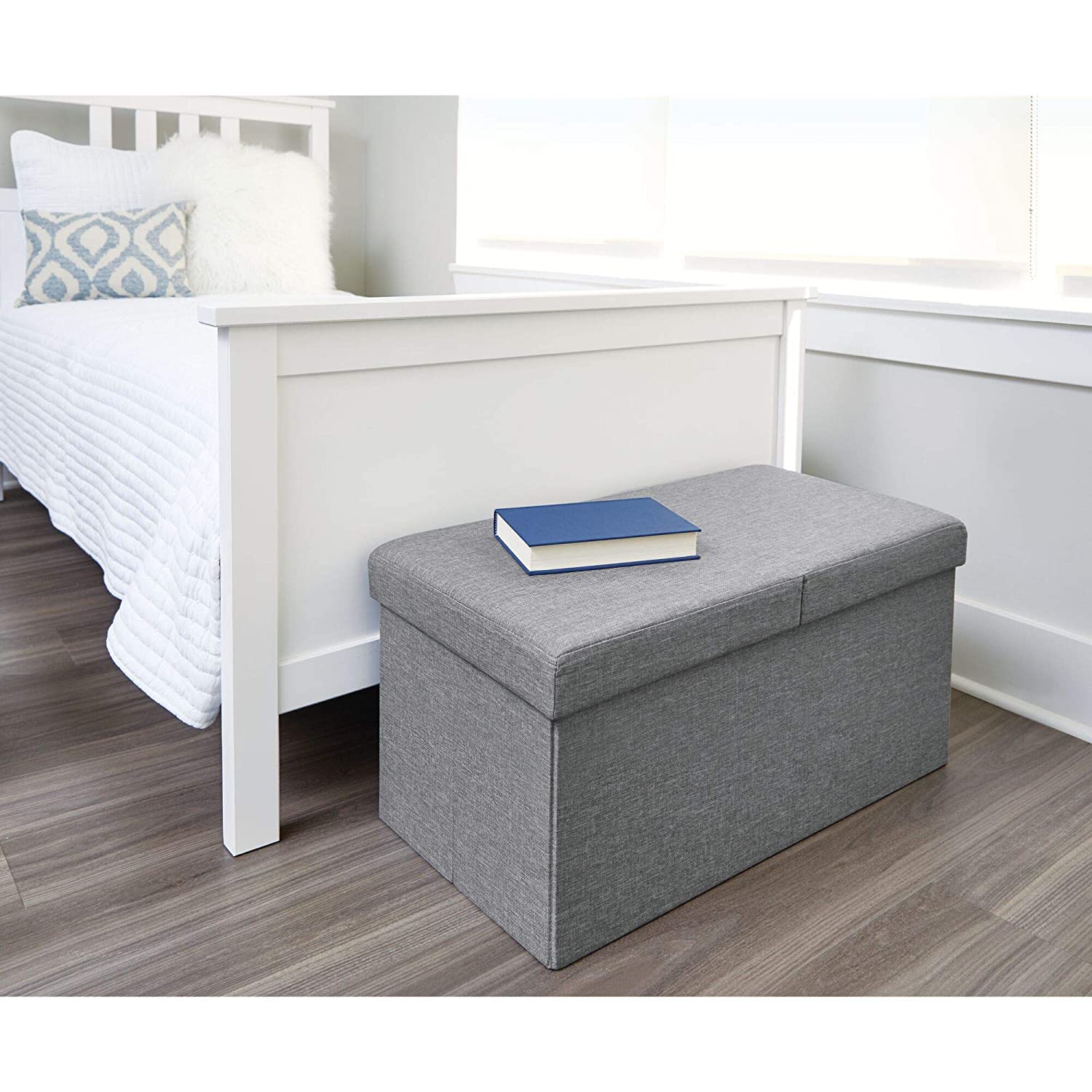 STORAGE OTTOMAN BENCH GRAY