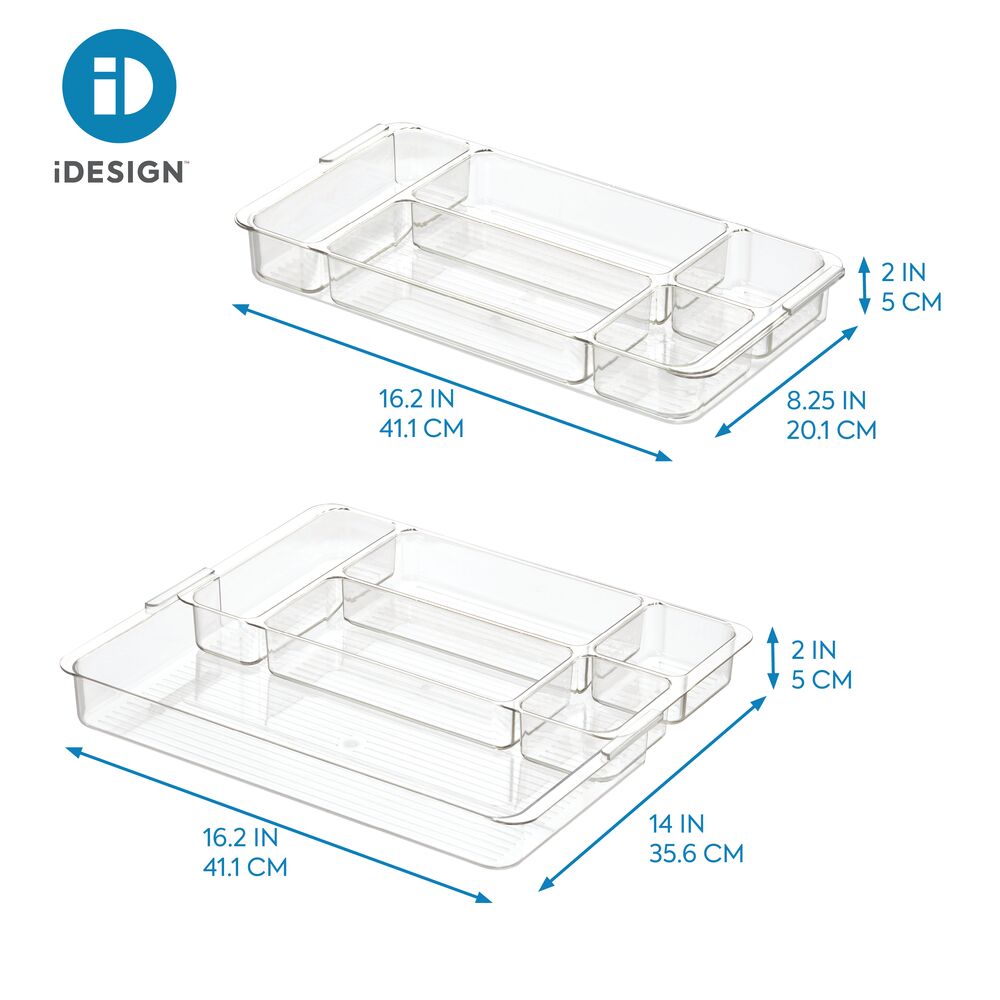 CLEAR  LUCI DIVIDED EXPANDABLE TRAY - LARGE